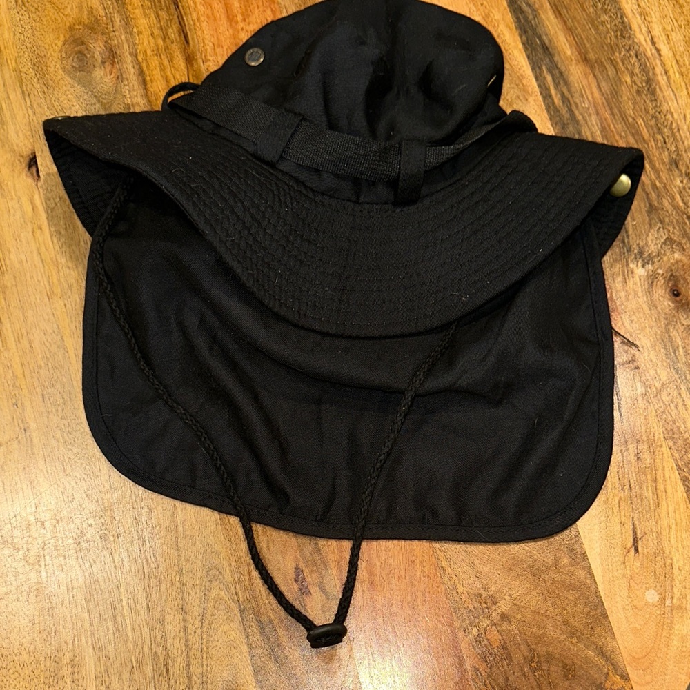 Black Sun Hat with Neck Flap